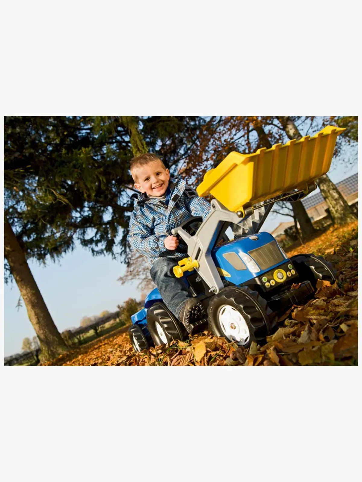RollyToys Legetøjsbiler & -Fartøjer-Rolly Toys Traktor m. Skovl + Anhænger Kid JD Blå
