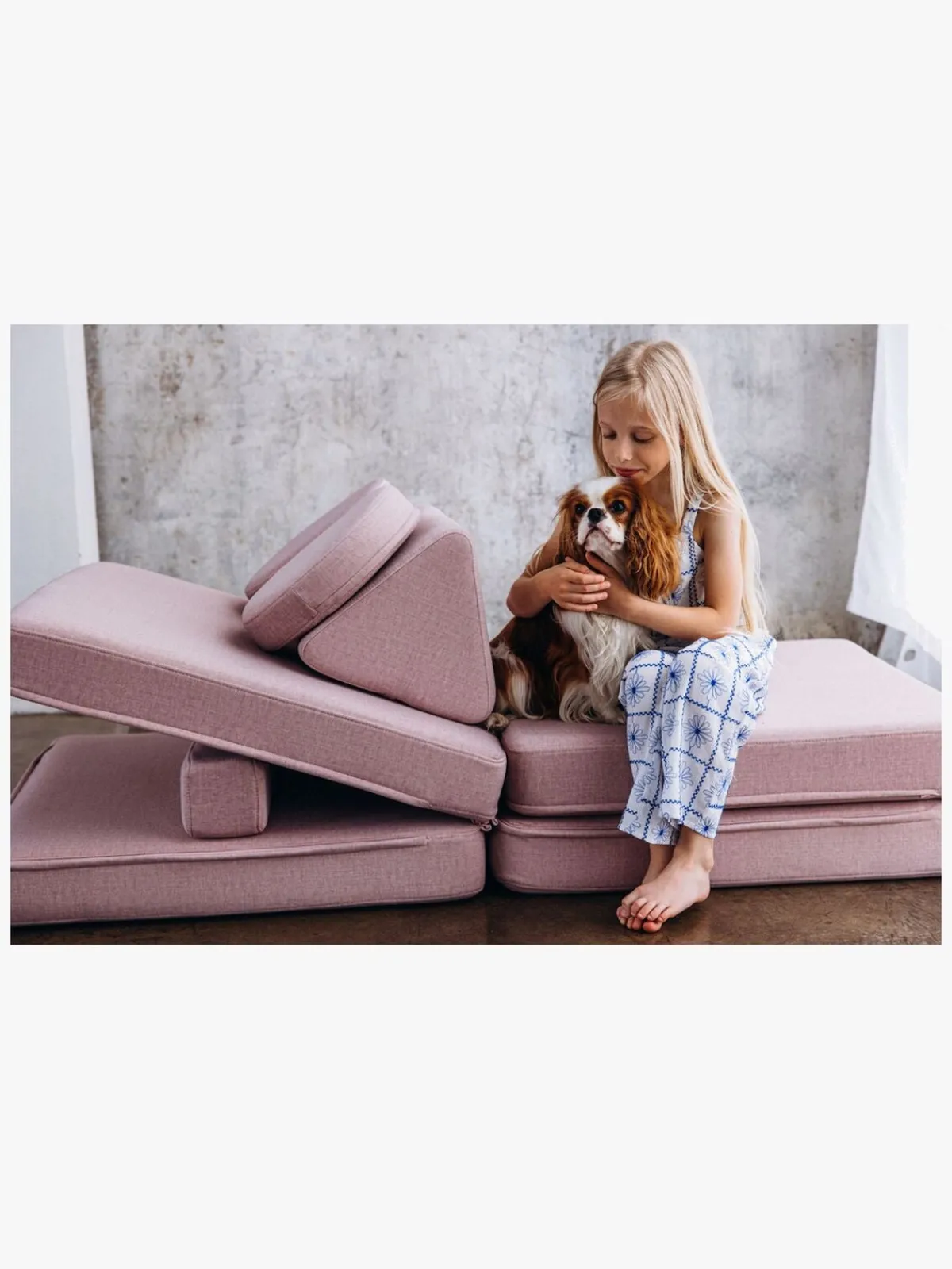 Børnemøbler|Shappy Play Bygbar Sofa 160x80 cm, Soft Pink