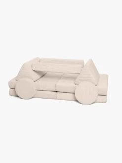 Børn Shappy Play Bygbar Sofa 160x80 cm Kraftig Fløjl, Vanilla