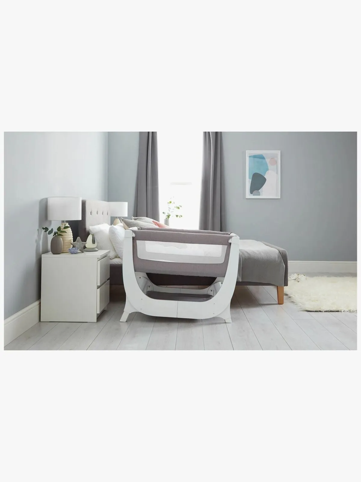 Børn Shnuggle Air Bedside Crib, Dove Grey