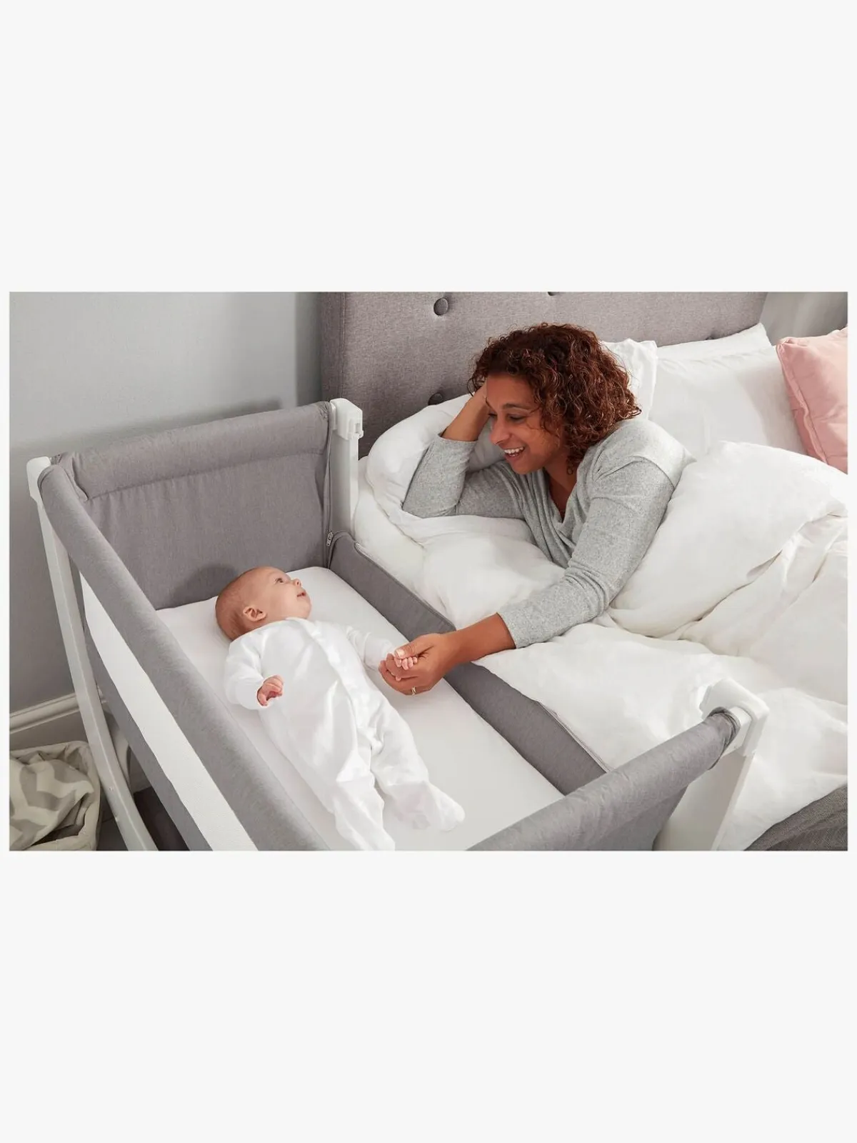 Børn Shnuggle Air Bedside Crib, Dove Grey