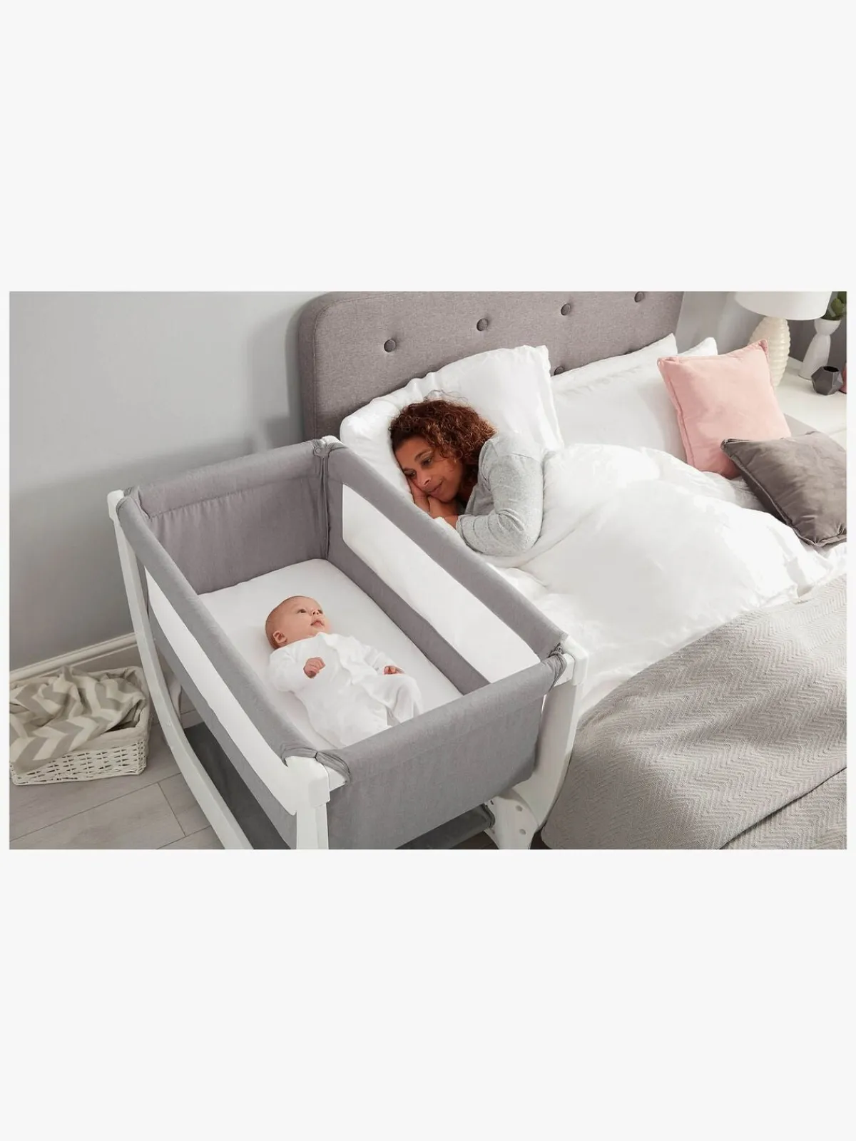 Børn Shnuggle Air Bedside Crib, Dove Grey
