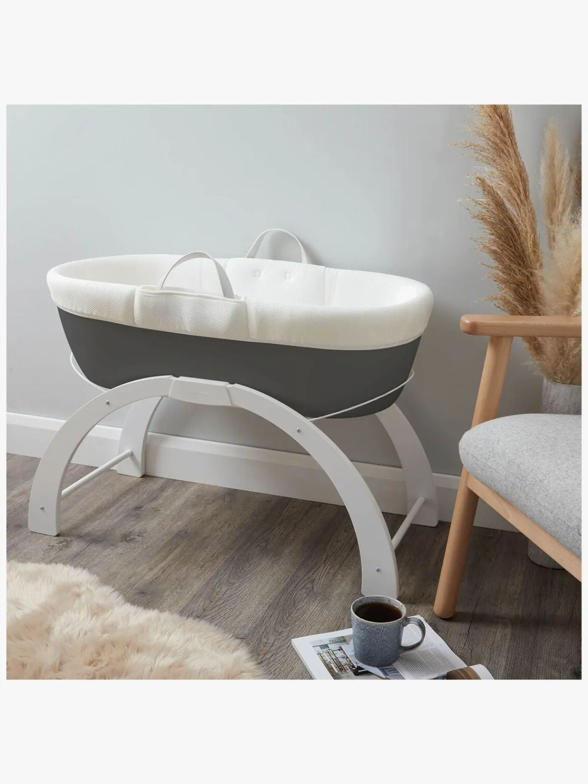 Børn Shnuggle Dreami Moseskurv Sleep System, Slate Grey