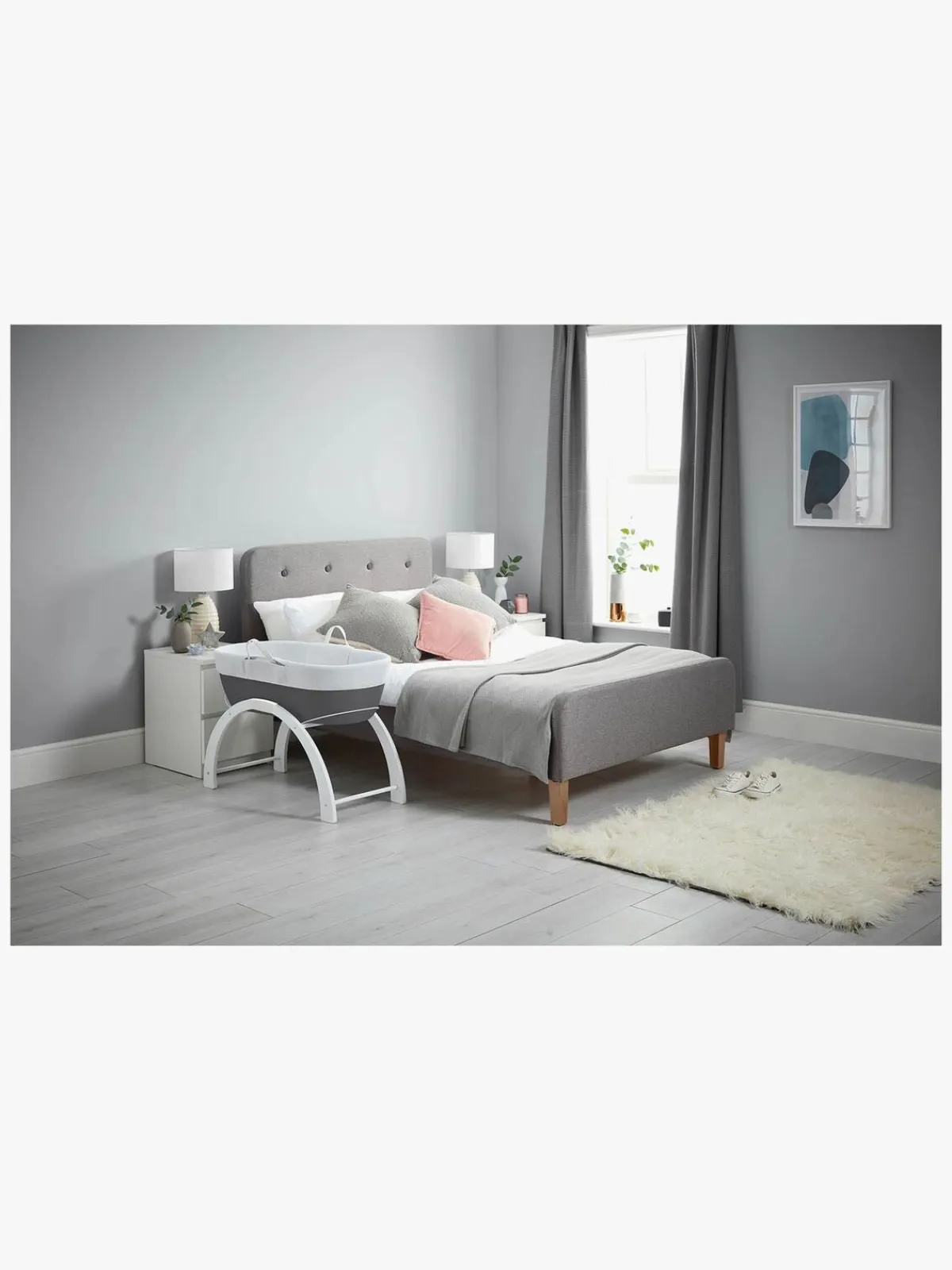 Børn Shnuggle Dreami Moseskurv Sleep System, Slate Grey