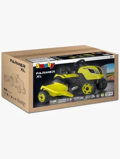 Pedal- & Gåbiler|Smoby  Farmer Traktor XL + Trailer, Grøn Sort/Gul