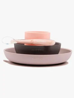 Nattou Soft Sili Børneservice 4 dele Lyserød/Aubergine