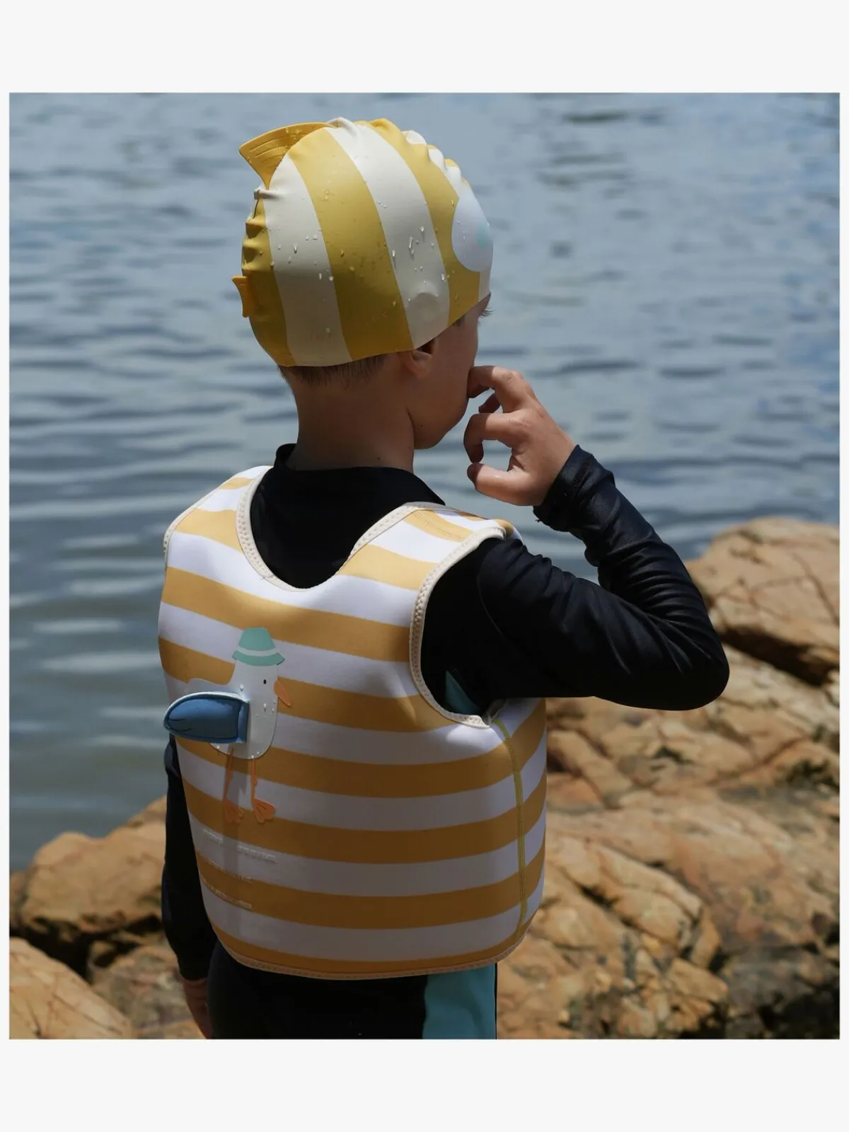 Børn SUNNYLiFE Svømmevest, Sid the Seagull Mustard Stripe