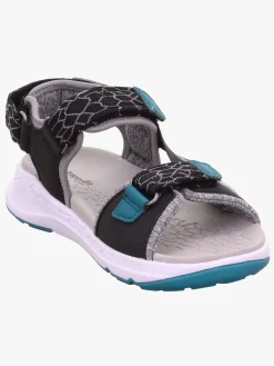 Børn Superfit Criss Cross Sandal, Black/Green
