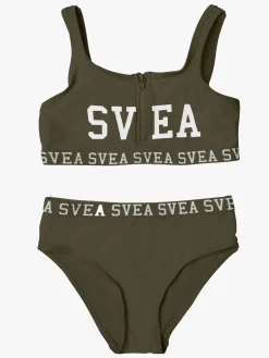 Børn Svea Sporty Bikini m. Lynlås, Army Green