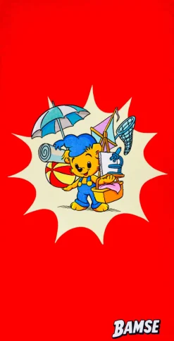 Børn Swimpy Bamse Verdens Stærkeste Bjørn Stranden Badehåndklæde, Rød