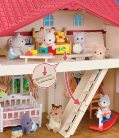 SylvanianFamilies Sylvanian Families Red Roof Country Home Dukkehus Hemmeligt Legeværelse På Loftet