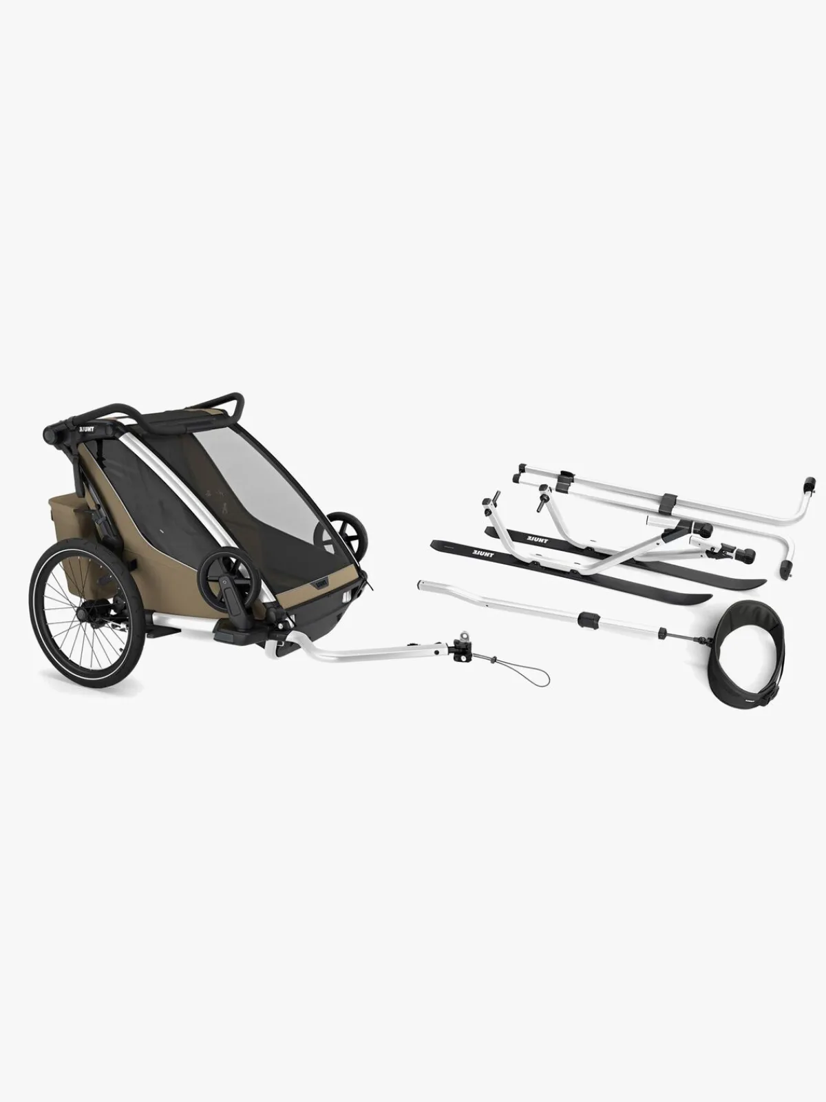 Aktivitetsvogne|Thule Chariot Cross 2 Cykelanhænger inkl. Skisæt, Khaki G3