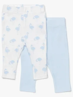 Børn TinyTreasure Tiny Treasure Lexi Leggings 2-pak, Blue/Flamingo