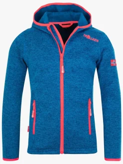 Børn Trollkids Jondalen Fleecetrøje, Medium Blue/Coral