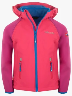 Børn Trollkids Rondane Softshelljakke, Dark Pink/Light Pink/Blue