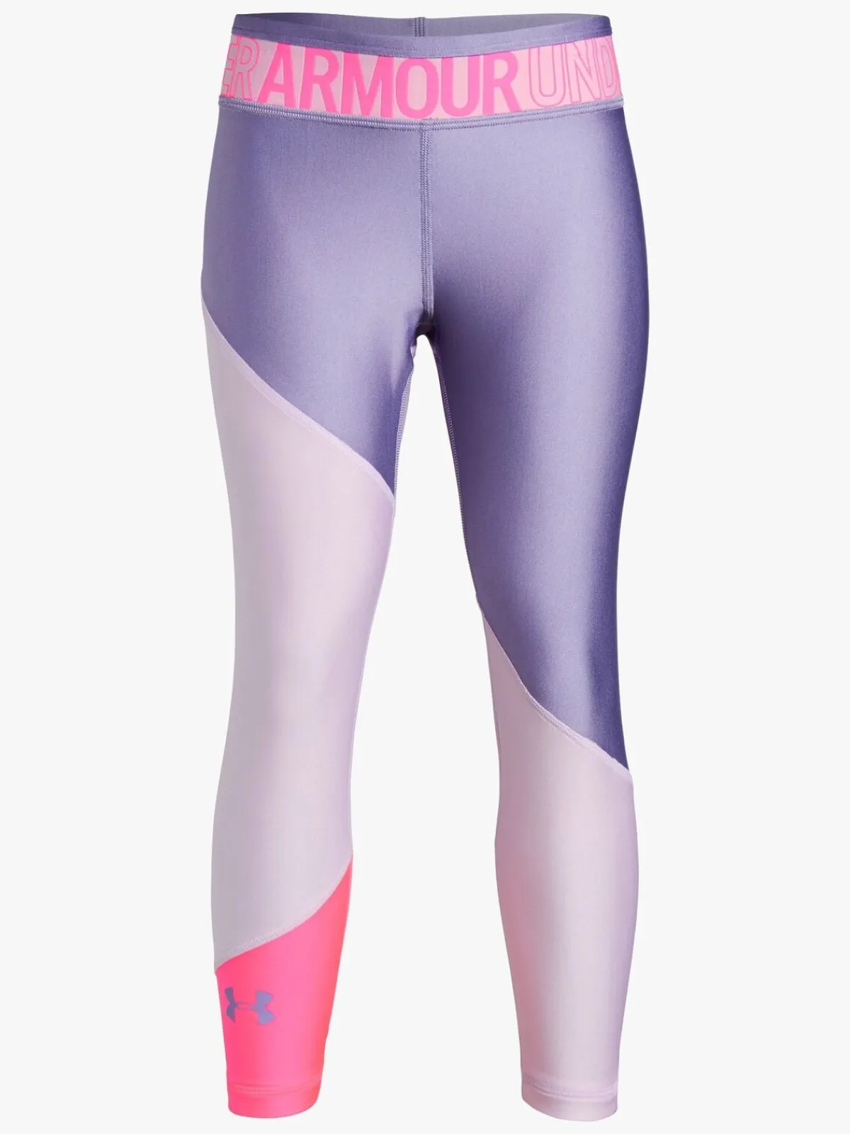 Børn UnderArmour Under Armour HG Color Block Ankle Crop Legging, Purple Ace