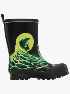 Børn VikingFootwear Gummistøvler-Viking Jolly Print Gummistøvler, Black/Blue Green