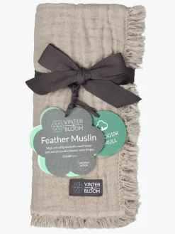Børn VinterBloom Vinter & Bloom Feather Tæppe/ Stofble i Musselin EKO, Pebble Greige