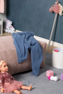 Børn VinterBloom Interiør-Vinter & Bloom Soft Grid Hæklet Babytæppe, Denim Blue