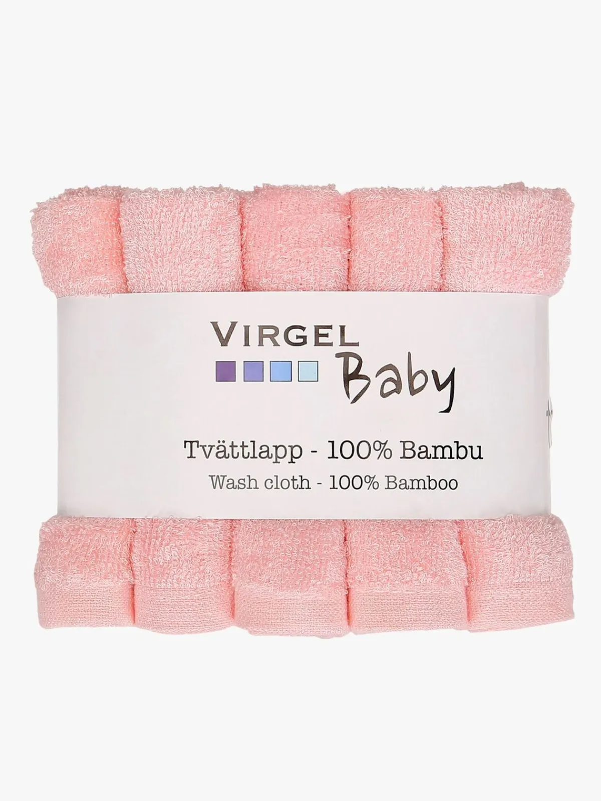Virgel Vaskeklud Bambus 10-Pak, Lyserød/Hvid