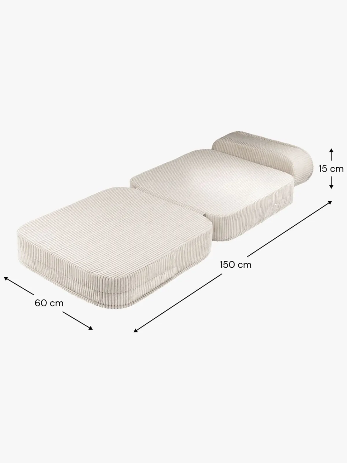 Børn Wigiwama Børnemøbler-Flip Foldbar Stol 150x60 cm, Marshmallow